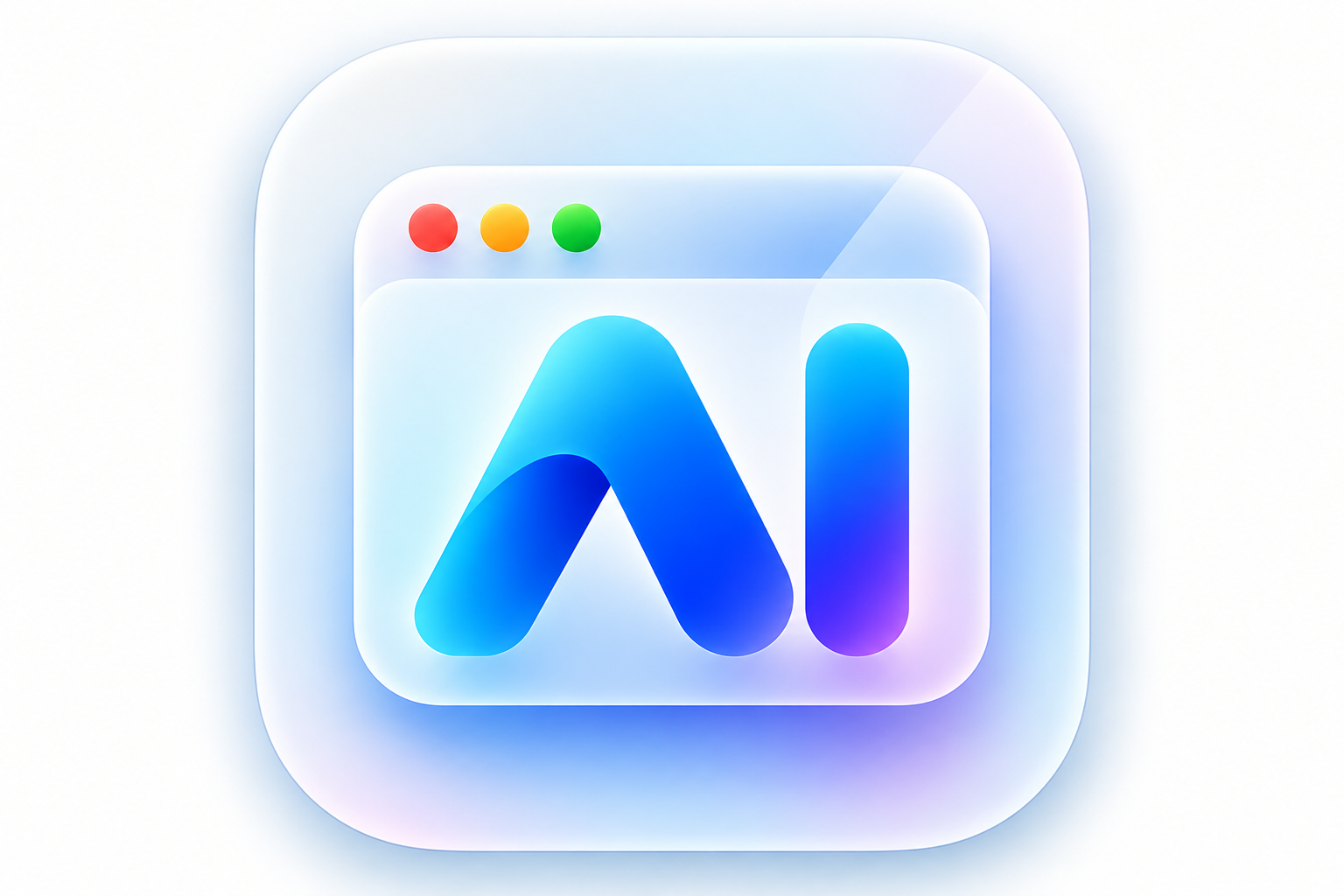 磨砂玻璃风格的 AI 应用窗口品牌配图